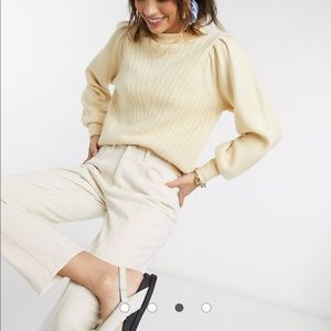 ASOS NWOT cream puff sleeve sweater